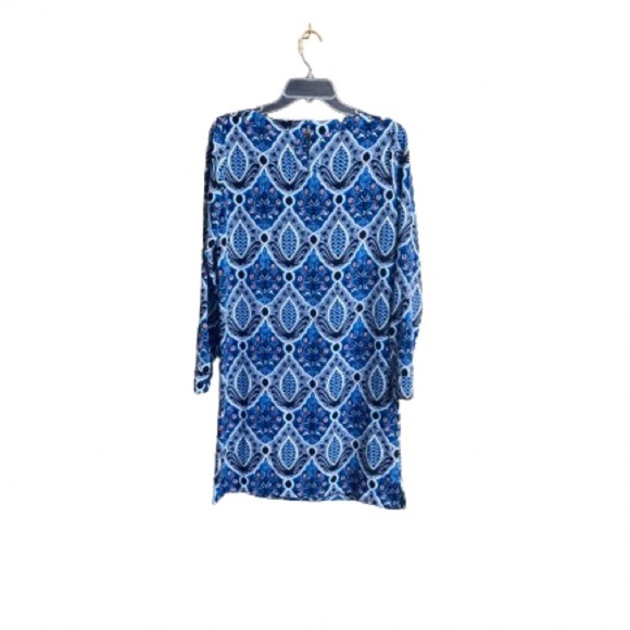 Ann Taylor Loft Blue Printed Long Tunic Women’s Dress Size XS Shift Dress - Picture 2 of 15